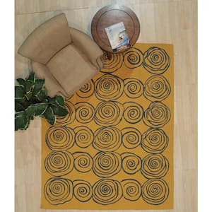 Yellow 9 ft. x 12 ft. Handwoven Wool Contemporary Modern Flat Weave Area Rug