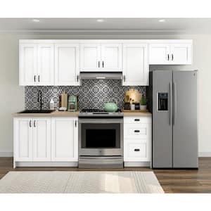 Mancos 120 in. W X 96 in. H X 24 in. D Bright White Shaker Assembled Kitchen Cabinet Bundle 1