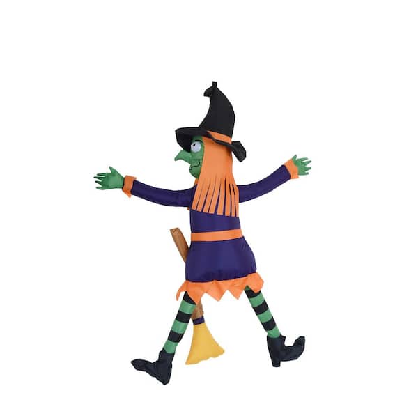 Joiedomi 4 feet Multicolor Polyester Indoor Outdoor Crashing Witch onto Wall Inflatable, Home Garden Seasonal Decoration