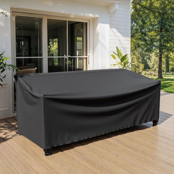 600D Oxford Outdoor Sofa Cover Waterproof Patio Furniture Cover, 78 in. W x 38.6 in. D x 29.9 in. H, Black