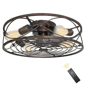 20 in. 4-Light Indoor Oil Rubbed Bronze Caged Ceiling Fan with Remote Control