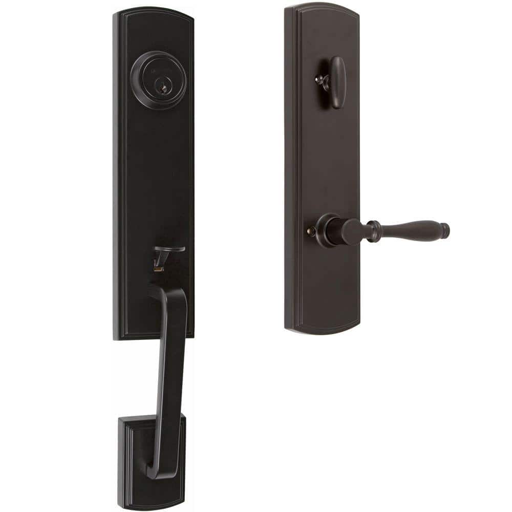 Italian Collection Briona Single Cylinder Black Door Handleset with Sorado 