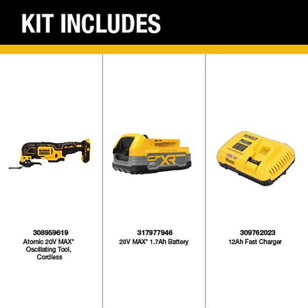 ATOMIC 20V MAX Brushless Oscillating Multi Tool and 20V MAX POWERSTACK Compact Battery Starter Kit