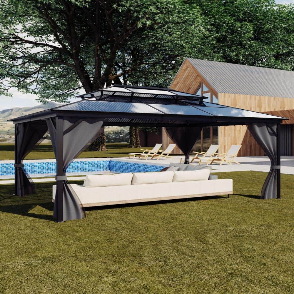 Sturdy Hardtop Gazebo 10x12 ft - Double Polycarbonate Roof, Durable Aluminum Frame,for Patio, Deck, Backyard, Gray price history on PriceWatchPro