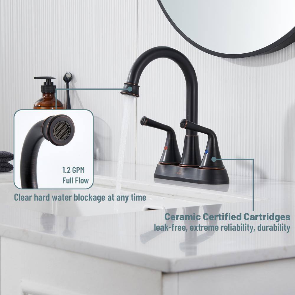 Oil Rubbed Bronze 4-Inch 2-Handle Stainless Steel Bathroom Faucet