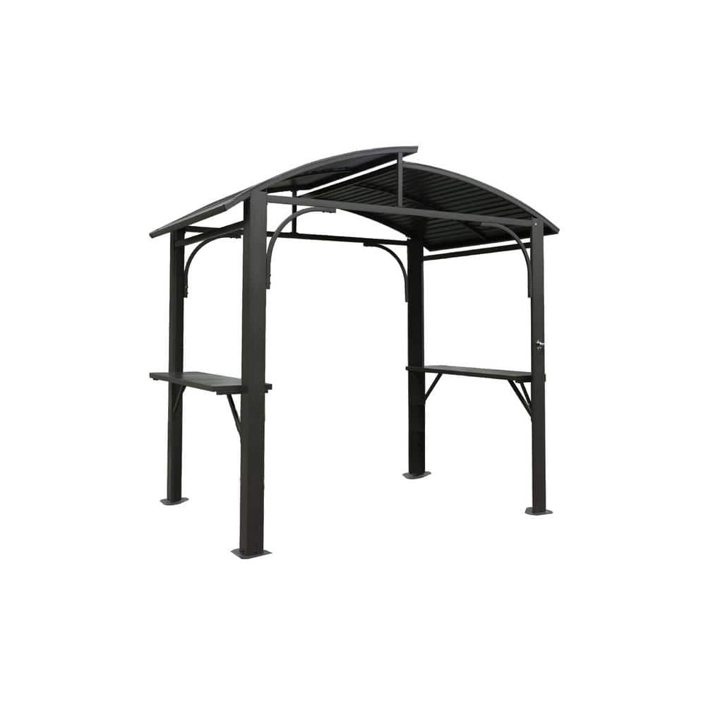 5 ft. x 8 ft. Outdoor Gray Metal Hardtop Grill Gazebos with Double Galvanized Steel Roof with Side Shelves price history on PriceWatchPro