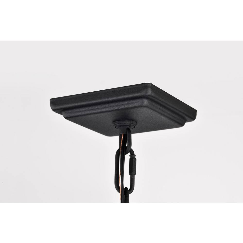 Sullivan Matte Black Clear Seeded Glass Outdoor Pendant Light
