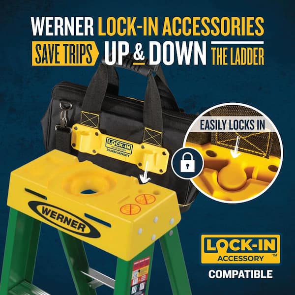 Werner - 8 ft. Fiberglass Step Ladder (12 ft. Reach Height) with 225 lb. Load Capacity Type II Duty Rating