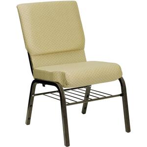 Beige Patterned Fabric/Gold Vein Frame Stack Chair