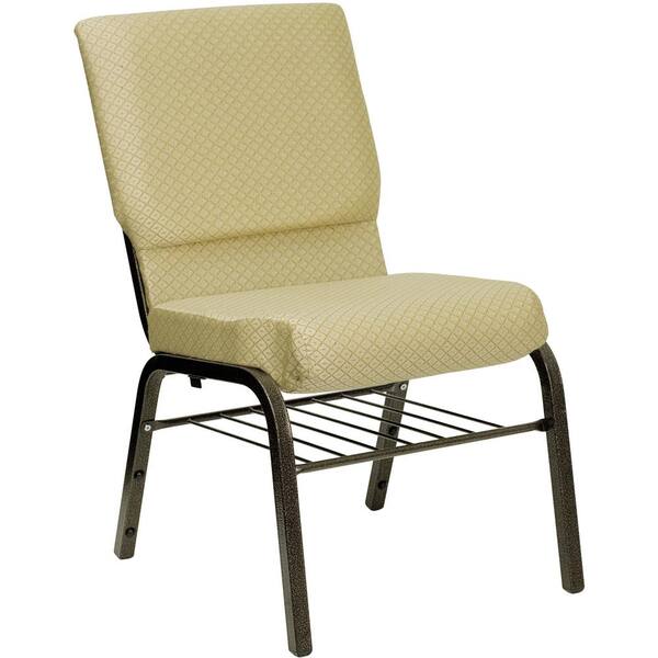 Carnegy Avenue Beige Patterned Fabric/Gold Vein Frame Stack Chair