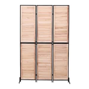 6 ft. Natural Wood Folding Privacy Screen Room Separator Free Standing Wall Dividers Privacy Screens (3-Panel)