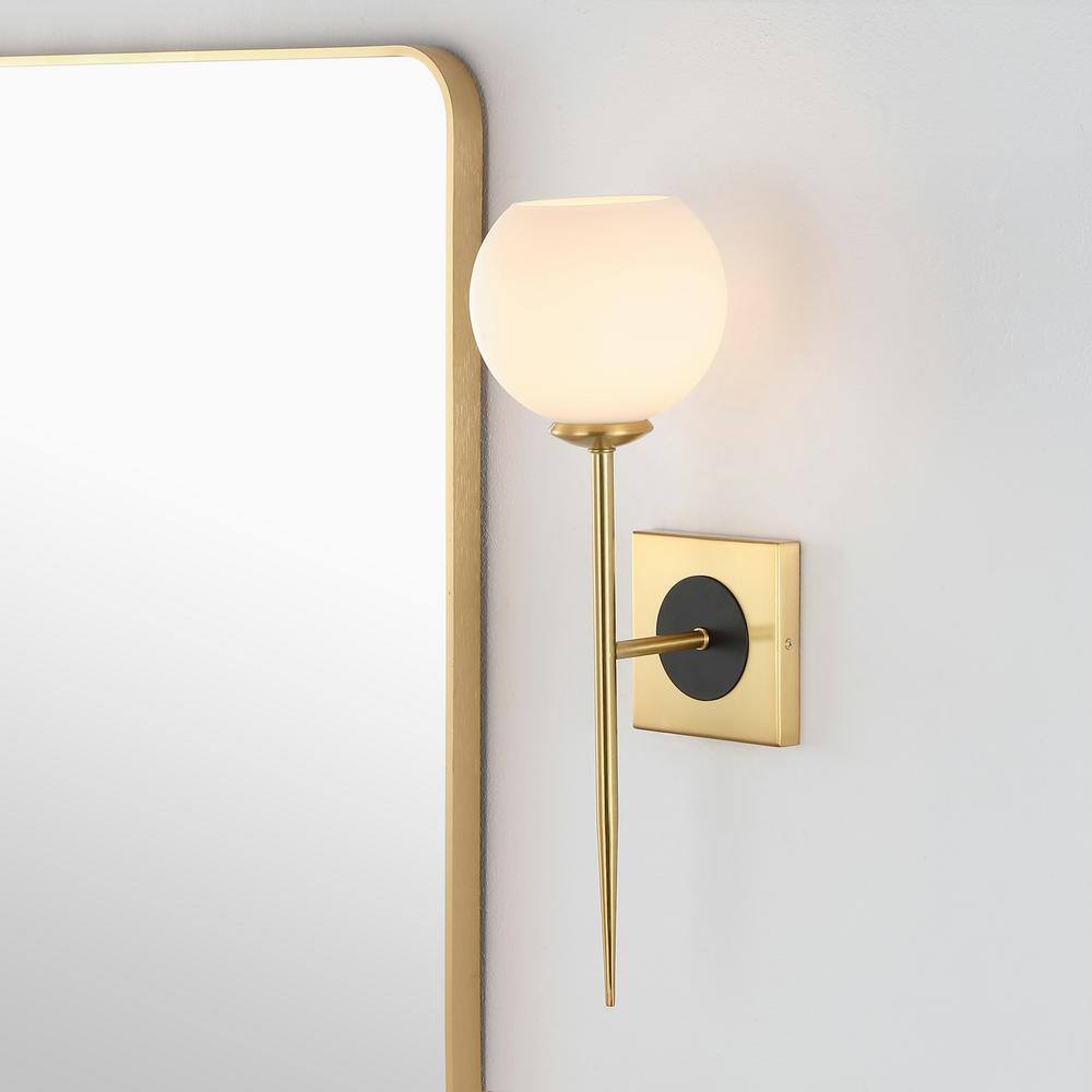 Sylvie 20" Brass Gold & White Iron LED Wall Sconce