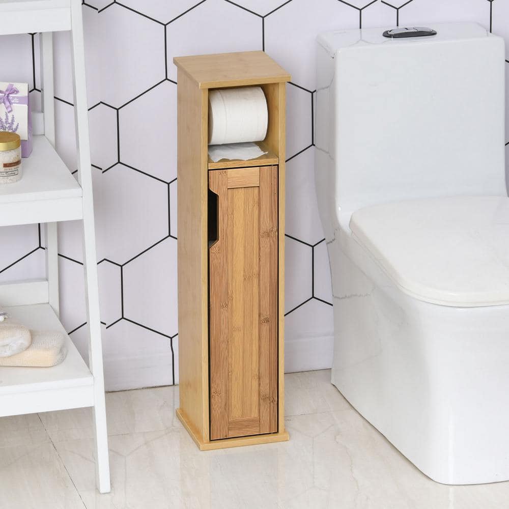Mahe Bamboo and MDF Free-Standing Toilet Paper Holder Cabinet