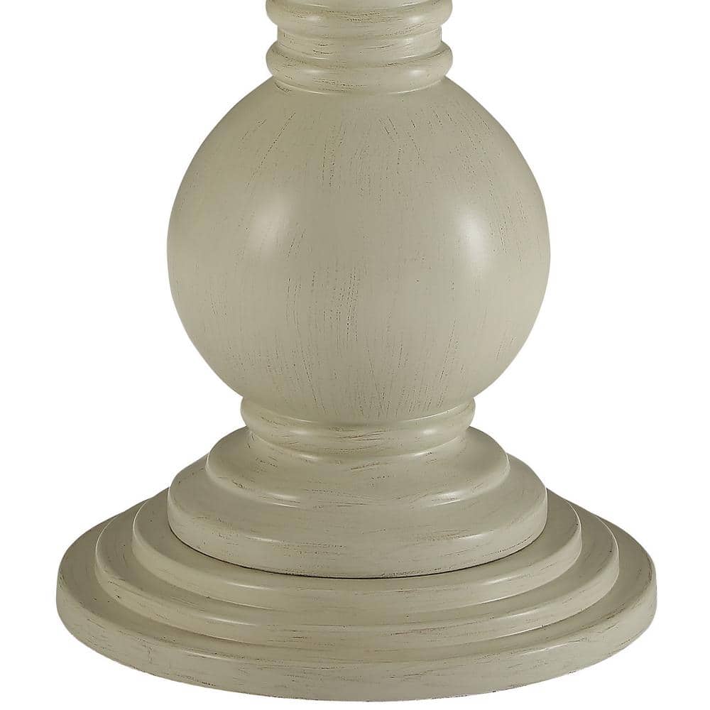 Elegant Antique White Round Pedestal End Table with Mirrored Glass Storage