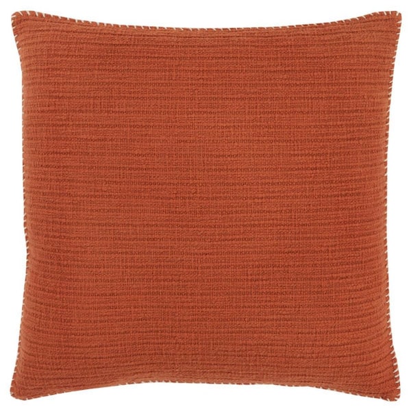 HomeRoots Orange Striped Polyester 22 in. x 22 in. Throw Pillow
