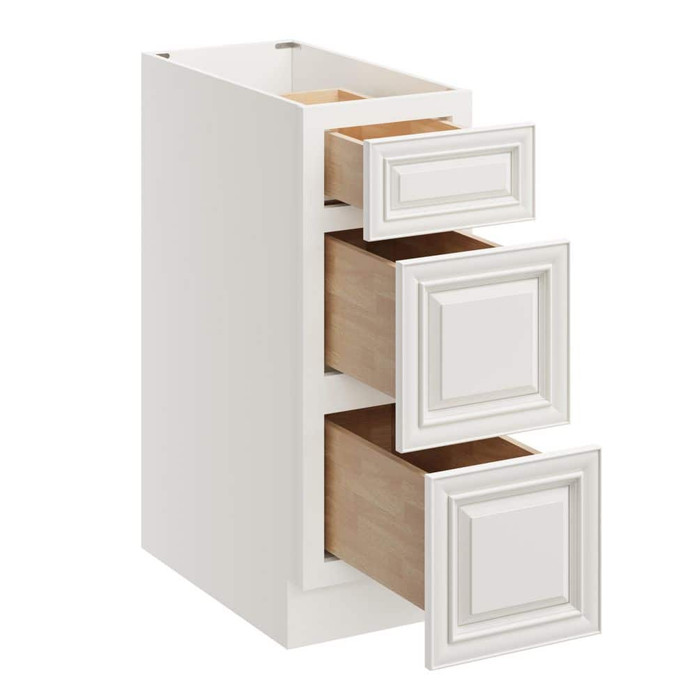 12 in. W x 24. in D x 34.5 in. H Ready to Assemble Drawer Base Cabinets with 3-Drawers in Preal White price history on PriceWatchPro