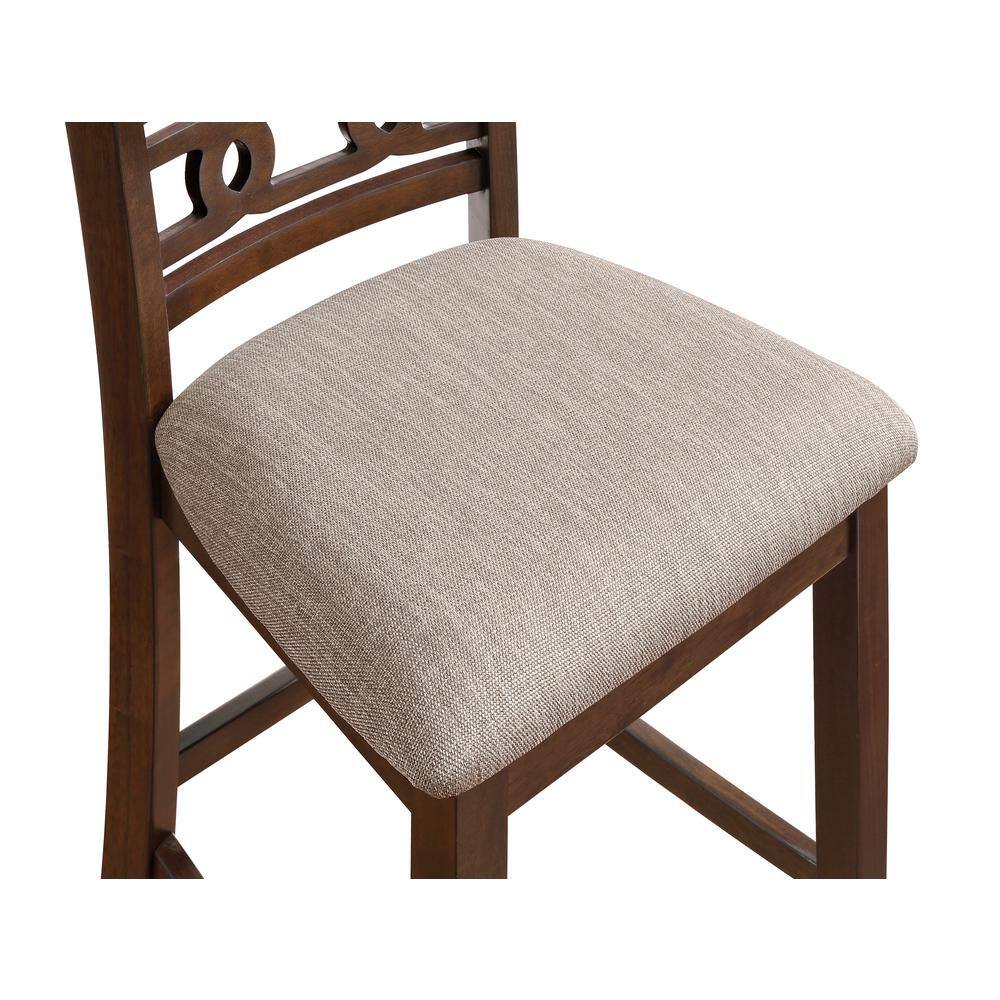 Gia Cherry 3 Piece 30" Counter Height Dining Set with Light Brown Cushions