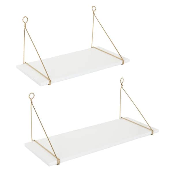 Kate and Laurel Vista 10 in. x 24 in. x 10 in. White Decorative Wall Shelf