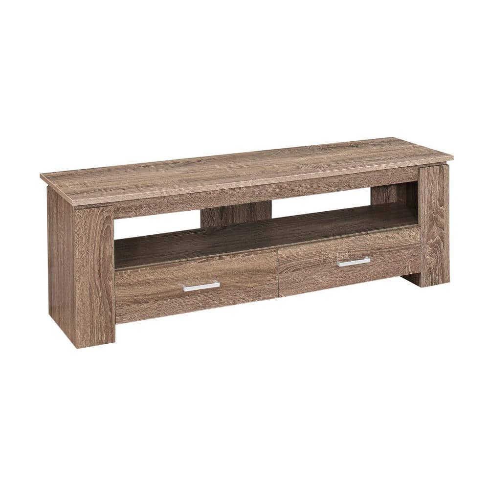 HomeRoots Jasmine 16 in. Dark Taupe Particle Board TV Stand with 2 ...