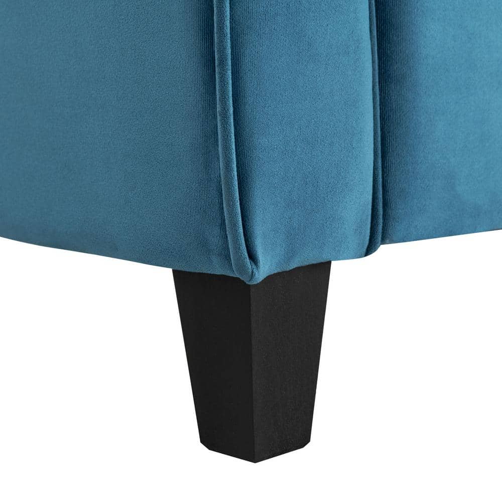 Harper Blue Tufted Microfiber Sofa with Flared Arms