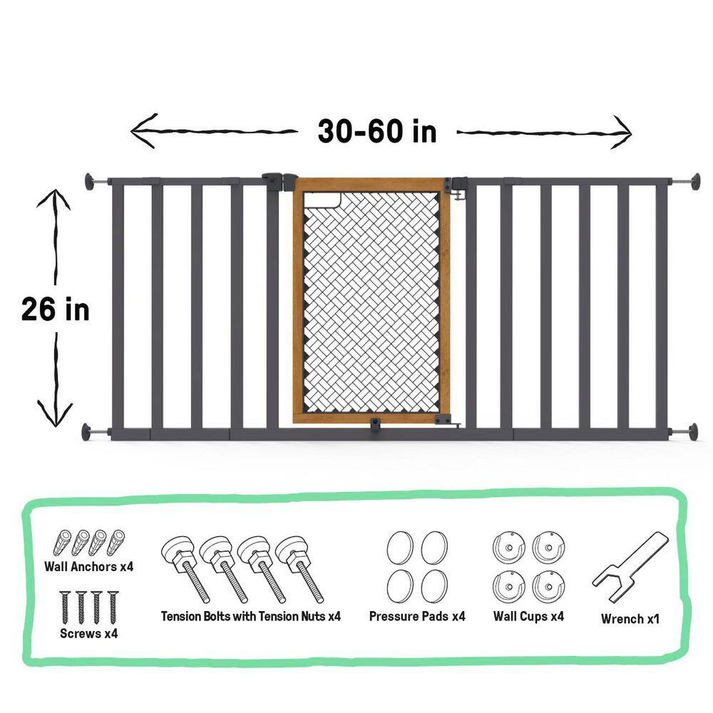 Honey Oak and Metal Extra Wide Safety Gate