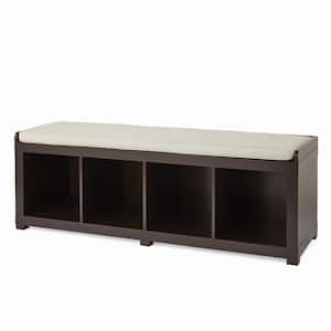 Cougar Home 20 in. H x 58 in. W Espresso 4-Cube Storage Shoe Storage Bench