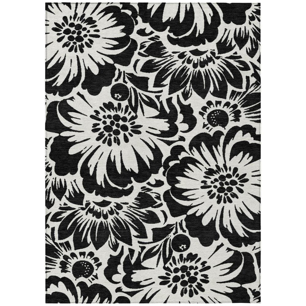 Addison Rugs Chantille ACN551 Black 8  x 10  Indoor Outdoor Area Rug  Easy Clean  Machine Washable  Non Shedding  Bedroom  Living Room  Dining Room  Kitchen  Patio Rug