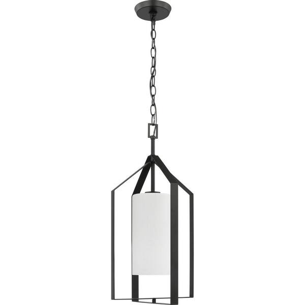 Progress Lighting Vertex 3-Light Matte Black Modern/Contemporary Clear Glass Cone Medium Hanging Pendant Light