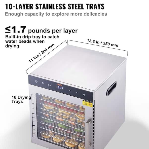 Stainless Steel Commercial Food Dryer with 32 Trays and Digital
