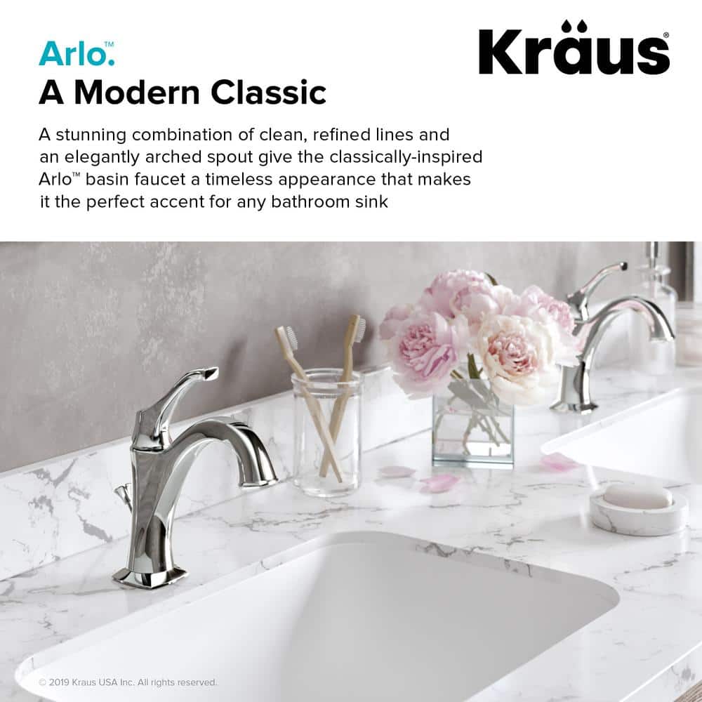 Arlo Brushed Gold Single Handle Bathroom Faucet with Lift Rod Drain