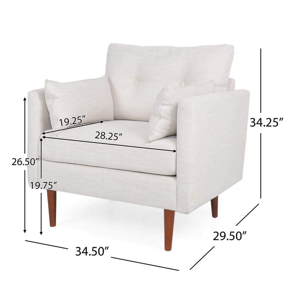 Beige and Walnut Mid-Century Modern Club Accent Chair