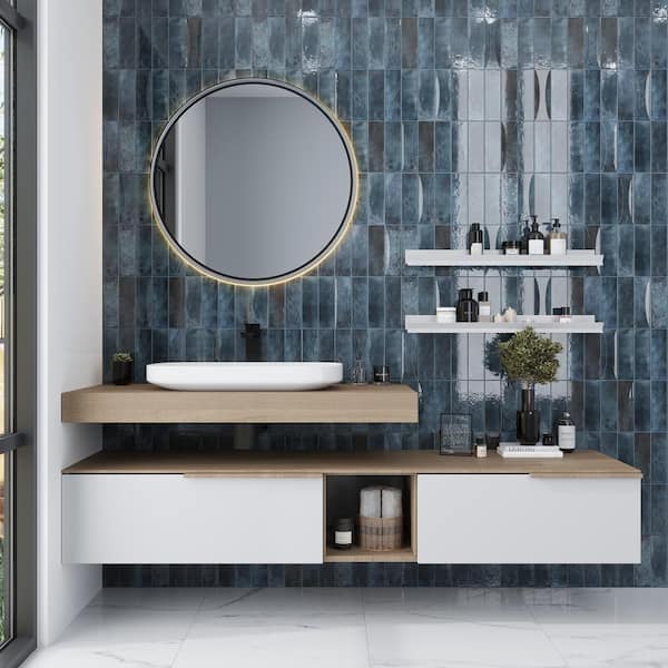 Antiek Blue 2.58 in. x 7.9 in. Glossy Ceramic Subway Deco Wall Tile (5.38 sq. ft./case) (38-pack)