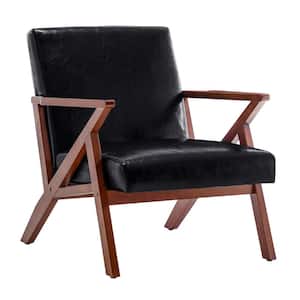 Take a Seat Cliff Black Faux Leather Mid-Century Modern Accent Lounge Armchair