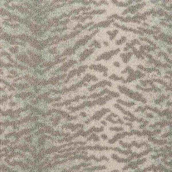Fearless Stone Gray 13.2 ft. 36 oz. Wool Pattern Installed Carpet