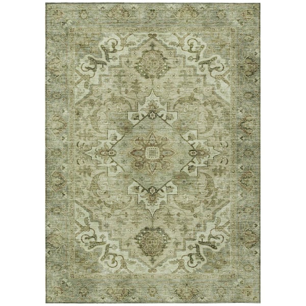 Chantille Machine Washable Indoor/Outdoor Abstract ACN2164 Sage 8 ft. x 10 ft. Area Rug