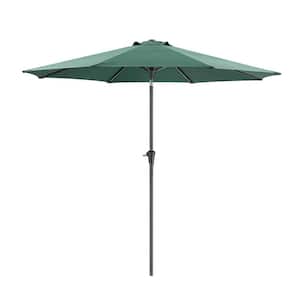 9 ft. Steel Push-Up Patio Umbrella with Push Button Tilt Easy Crank Lift for Market Yard Beach Porch & Pool in Dark Gray