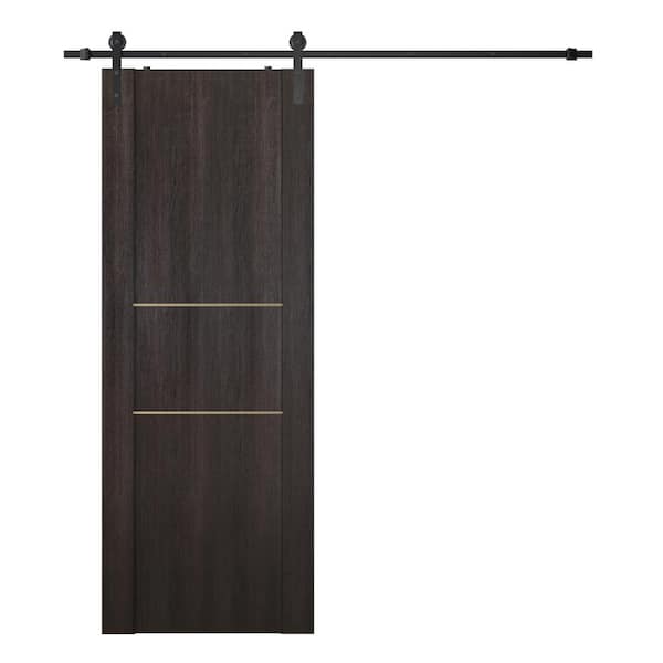 Belldinni Vona Gold 28 in. x 80 in. Veralinga Oak Composite Core Wood Sliding Barn Door with Hardware Kit