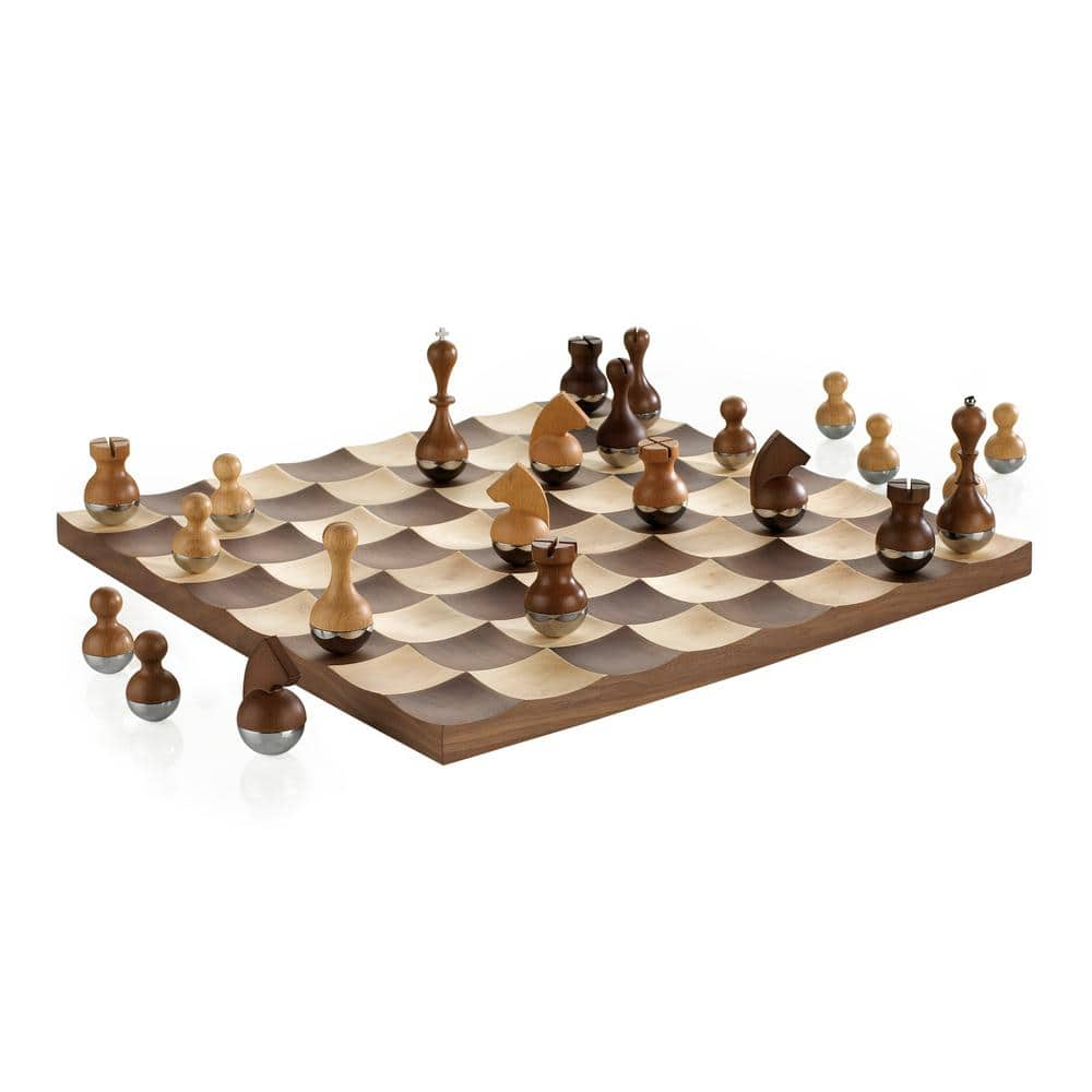 WE Games Classic Chess Set - Walnut Wood Board 12 in