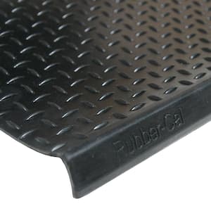 Rubber-Cal "Diamond-Plate" Non-Slip Rubber Tread Stair Mats (6 Pack), Black