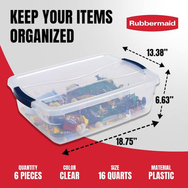 Rubbermaid Cleverstore 16 qt. Plastic Storage Tote Container with