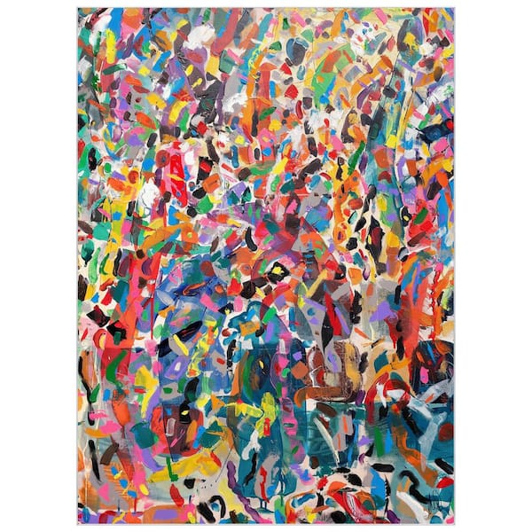 Multi-Colored 8 ft. x 10 ft. Meditations No. I Washable Colorful Abstract Area Rug