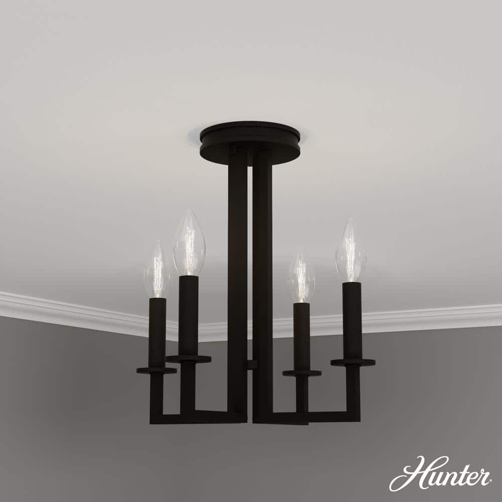 Bearden Mini Black Satin Metal 4-Light Candle Chandelier