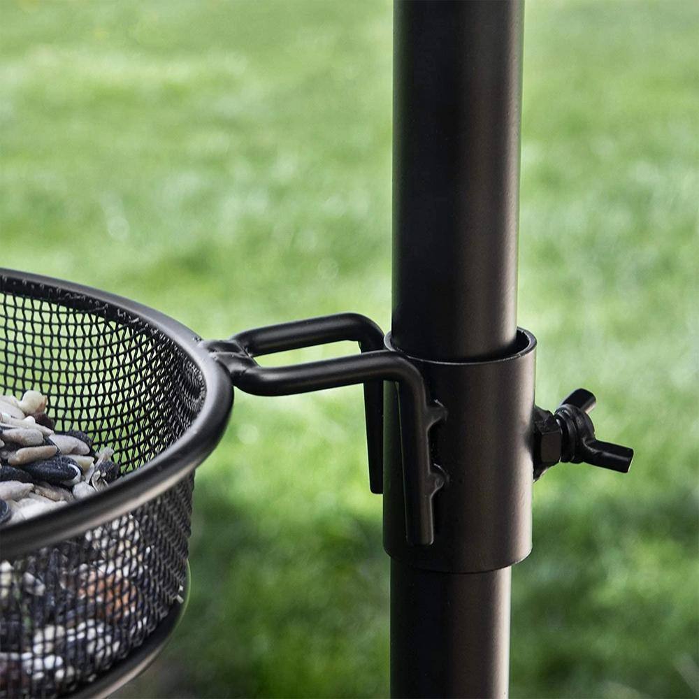 Black Metal Deluxe Bird Feeding Station Kit with Bird Bath and Hooks