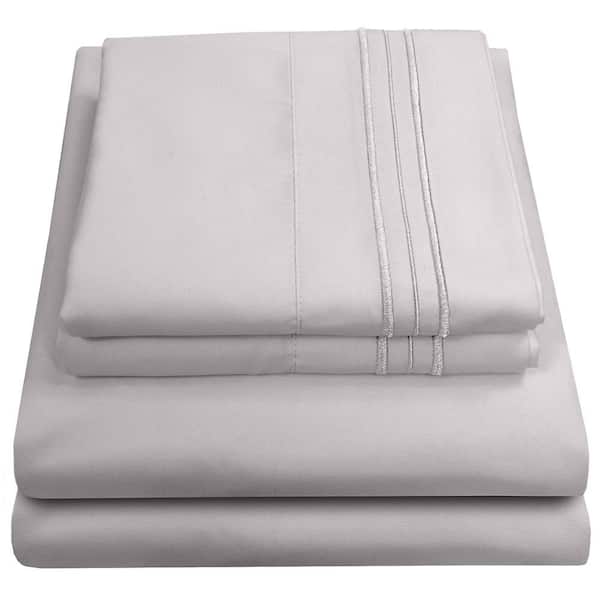 1800 Series 4-Piece Silver Solid Color Microfiber RV Short Queen Sheet Set