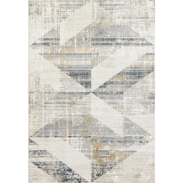 Dynamic Rugs Quartz Ivory/Slate 2 ft. 2 in. x 7 ft. 7 in. Transitional Polyester Area Rug