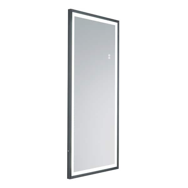 23.6 in. W x 65 in. H Rectangle Framed Black LED Full Length Mirror with Lights Large Floor Mirror Stand Up Dress Mirror