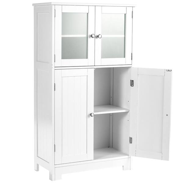 Nestfair 23.62 in. W x 11.8 in. D x 39.57 in. H White Bathroom Standing  storage Linen Cabinet with 3 Drawers and 1 Door L35523W282 - The Home Depot