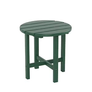 Mason 18 in. Dark Green Poly Plastic Fade Resistant Outdoor Patio Round Adirondack Side Table