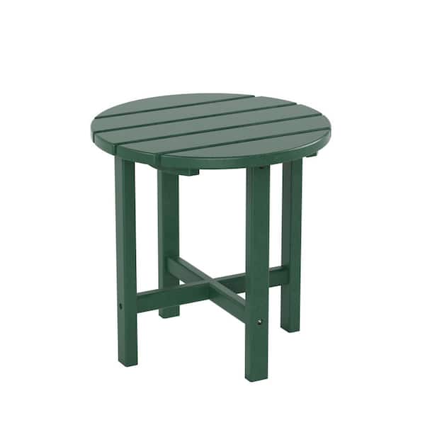 WESTIN OUTDOOR Mason 18 in. Dark Green Poly Plastic Fade Resistant Outdoor Patio Round Adirondack Side Table