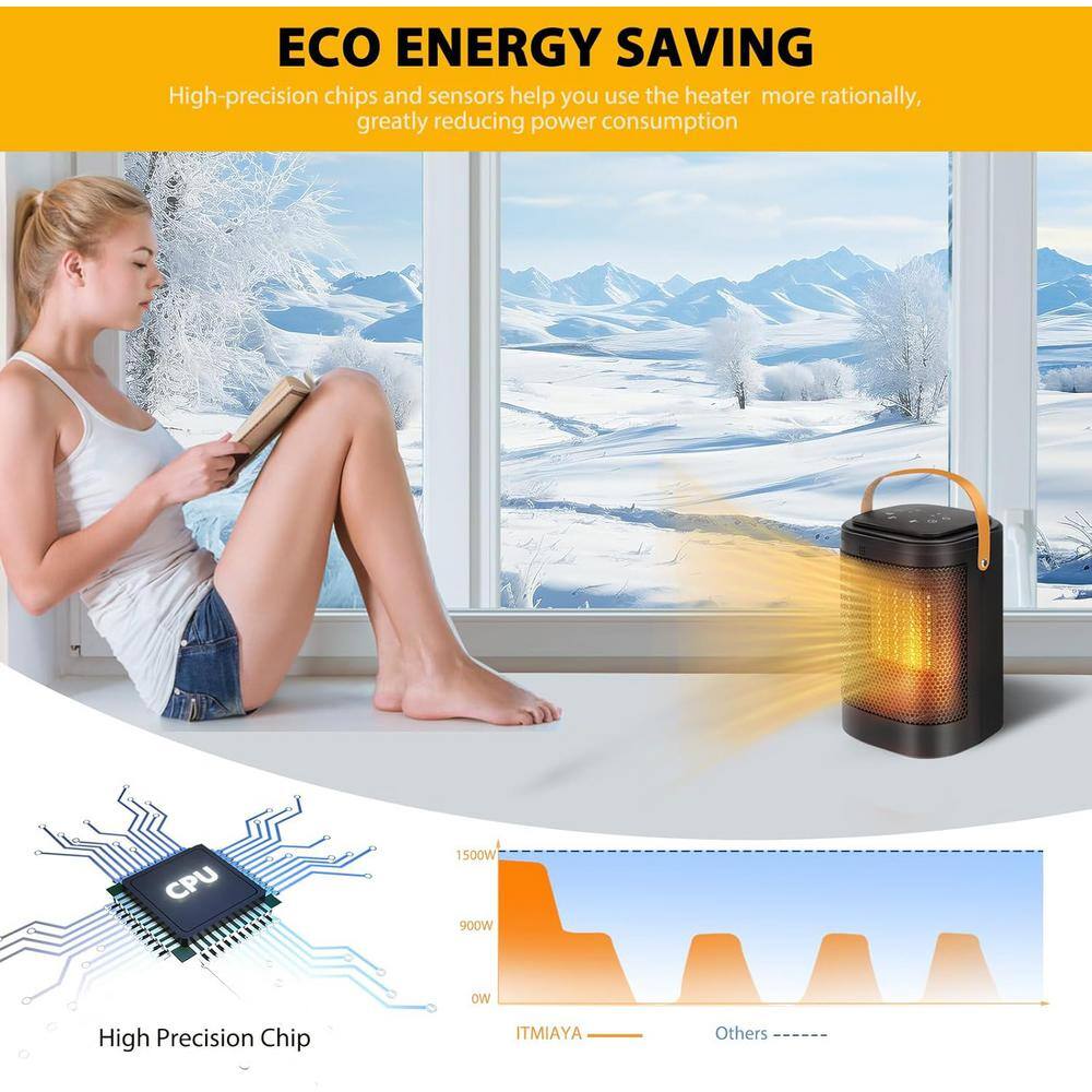 Black Ceramic Electric Space Heater with Thermostat and Remote